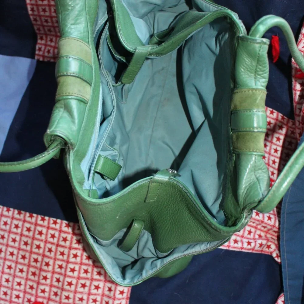 Vintage Cole Haan Green Leather Handbag Villager H04 Beautiful - Picture 7 of 9